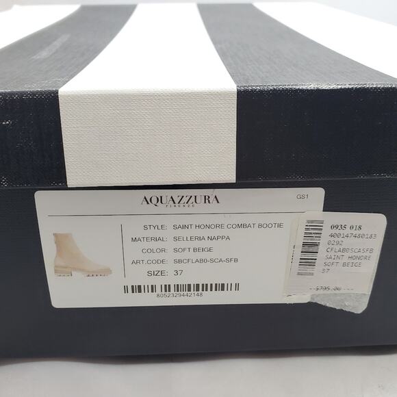 NWT$875 AQUAZZURA Saint Honoré Leather Combat Chunky Ankle Boots Sz 37, US 7 - Picture 15 of 16
